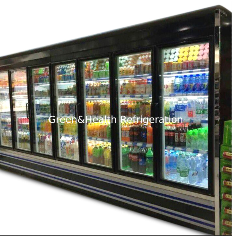 Étalage ouvert commercial de supermarché de réfrigérateur de Multideck avec la porte en verre