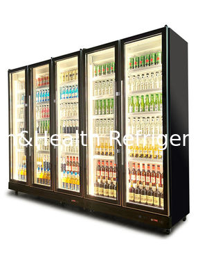 Réfrigérateur droit de boisson non alcoolisée de noir en verre à fermeture automatique de porte pour KTV