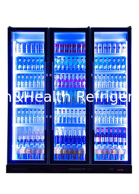 Réfrigérateur froid de boissons de barre de 3 portes d'énergie faite sur commande de luxe en verre de réfrigérateur