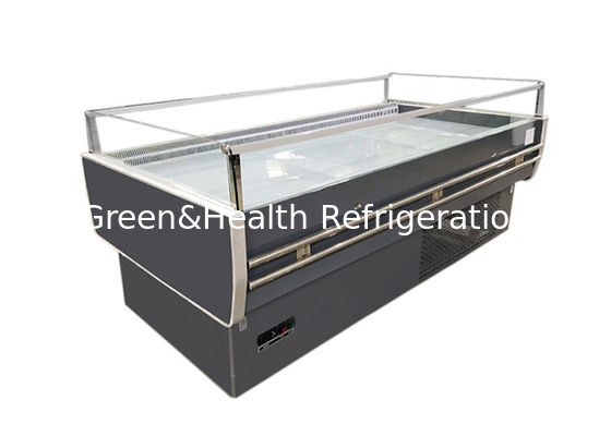 Réfrigérateur commercial ouvert d'affichage de viande de congélateur d'île de supermarché de dessus plat avec la LED