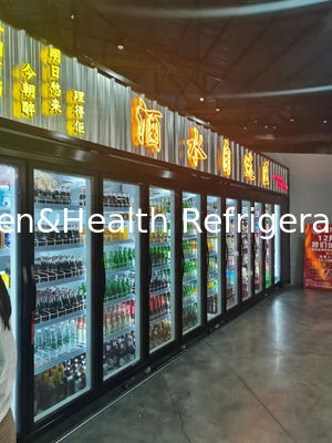 Grand réfrigérateur de supermarché de tête de boisson de portes en verre commerciales plates du refroidisseur cinq