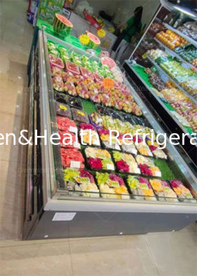 Type ouvert vitrine végétale de fruit de magasin de congélateur d'île de supermarché 700L de place