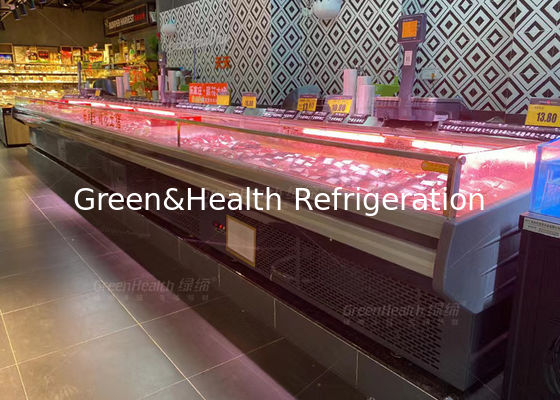 L'épicerie fraîche de boeuf de la température simple montre le congélateur pour la boucherie