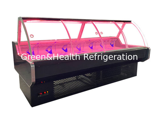 Réfrigérateur commercial d'affichage de poissons de nourriture de viande d'épicerie avec la porte en verre 1045W