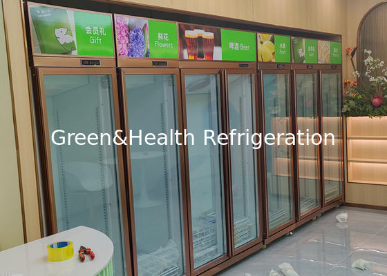 Réfrigérateur droit 452L de boisson de réfrigérateur d'affichage de porte en verre de supermarché