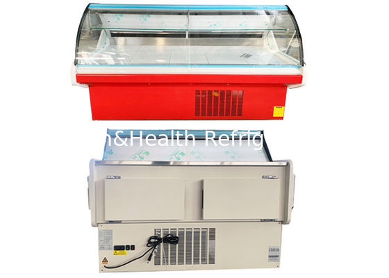 Vitrine de viande en verre incurvée par réfrigérateur d'affichage de charcuterie de R404a 2M