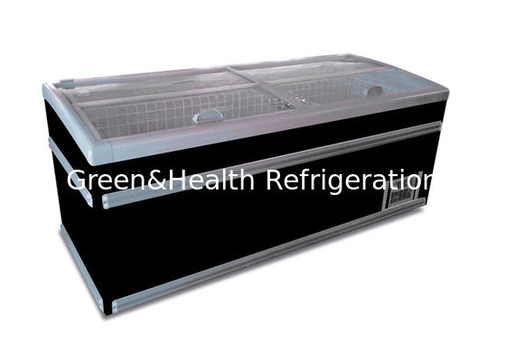 Exposition de supermarchés commerciaux île Coffre-fort congélateur vitrine réfrigérateur avec porte en verre