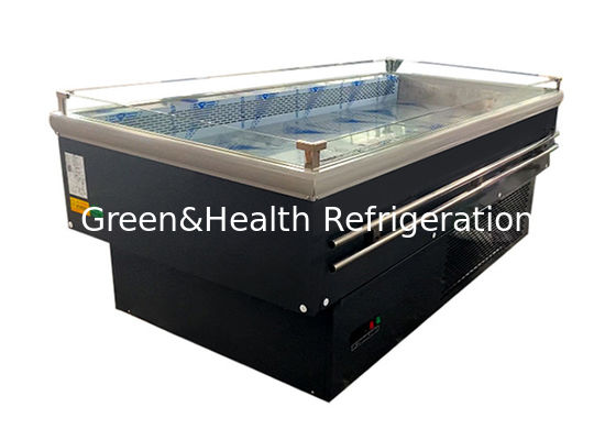 Supermarché de refroidissement statique congélateur de l'île vitrine de fruits horizontale en verre ouvert