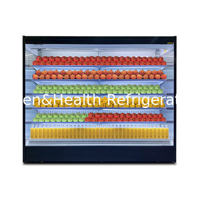 Armoire de rideau d'air en acier inoxydable en verre ouvert à plusieurs couches avec graines de lotus et LED