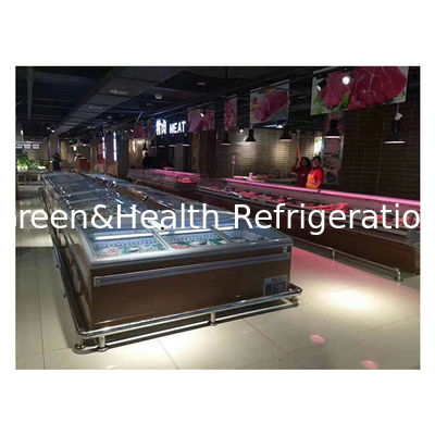 Dernière porte coulissante à basse température boulettes de viande congelées stockage alimentaire affichage île armoire congélateur