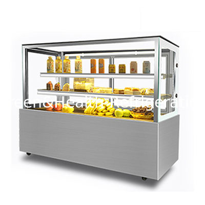 Matériau en verre en acier inoxydable blanc étagères multiples magasin de gâteaux vitrine congélateur
