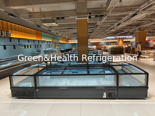 Congélateur de l'île du supermarché Congélateur de viande sans gel avec lumière LED