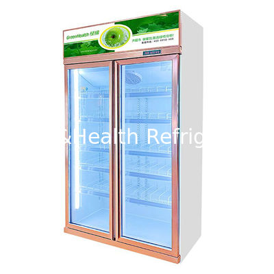 Commercial vertical deux portes en verre démoulage congélateur à affichage de boissons avec ventilateur de dégel automatique refroidissement et des étagères réglables