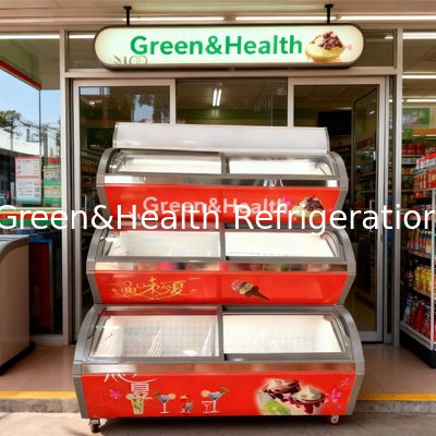 3 Tiers Ice Cream Display Freezer With LED Lighting For frozen treats business