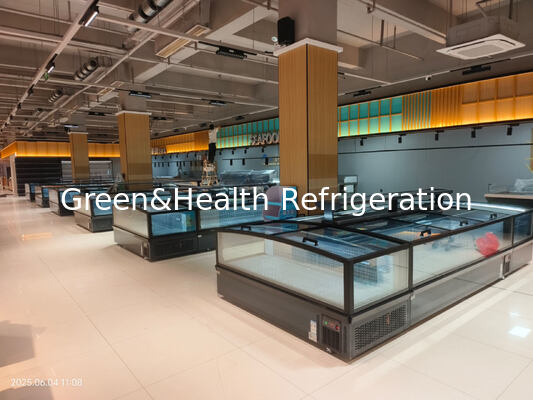 Congélateur commercial combiné pour îlot de supermarché pour aliments surgelés