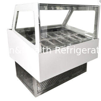 Le congélateur d'affichage de crème glacée/seau durs de glace à l'eau filtre l'acier de couleur de Gelato d'étalage