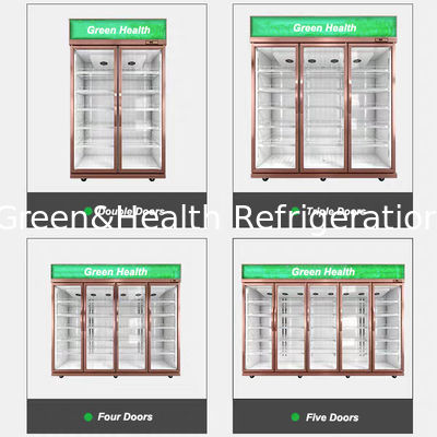 R134 Upright Supermarket Commercial Glass Door Refrigerator