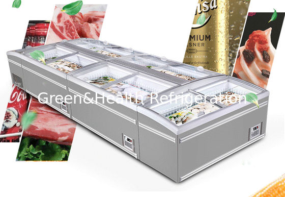 Congélateur combiné de coffre de supermarché de Cabinet d'île avec la porte en verre