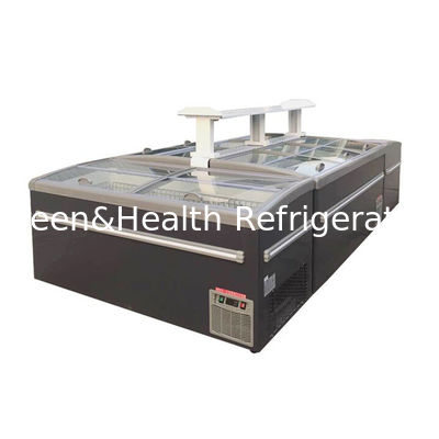 Congélateur commercial d'île de combinaison de porte coulissante pour les aliments surgelés