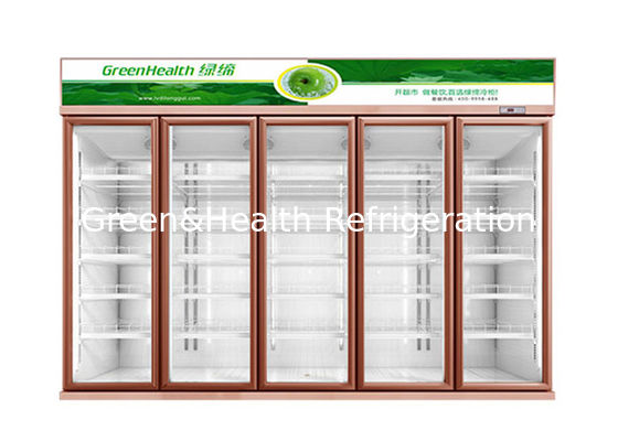 Type de refroidissement de boisson de magasin du refroidisseur 5 de porte de réfrigérateur de fan en verre commerciale de congélateur