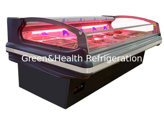 Réfrigérateur ouvert de fan de viande de congélateur de nourriture universelle faite sur commande d'étalage construit dans le système